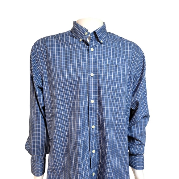 Eddie Bauer Oxford Shirt Mens L Legend Wash Button Down Cotton Casual Blue Plaid - Picture 5 of 13